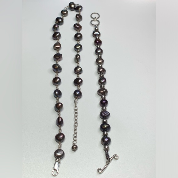 Silpada Vintage Sterling Silver & Iridescent Gray Pearl Necklace & Bracelet Set - Picture 11 of 16